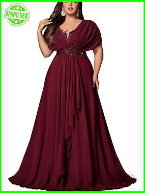 Plus Size Sequin Maxi Dress Formal Evening Party Gown A Line